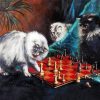 Three Cats Playing Chess Diamond Painting