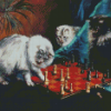 Three Cats Playing Chess Diamond Painting