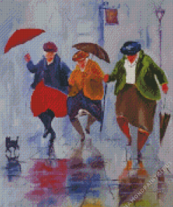 Three Ladies Dancing In The Rain Diamond Painting