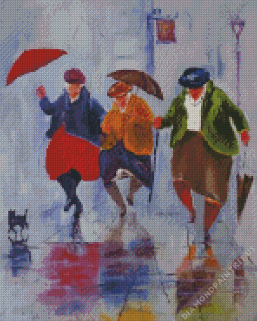 Three Ladies Dancing In The Rain Diamond Painting