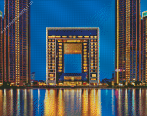 Tianjin Buildings at Night Diamond Painting