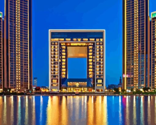 Tianjin Buildings at Night Diamond Painting