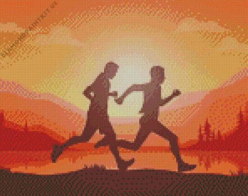 Trail Running Silhouette Diamond Painting