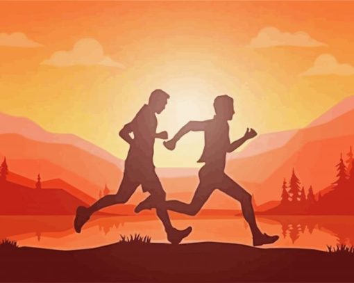 Trail Running Silhouette Diamond Painting