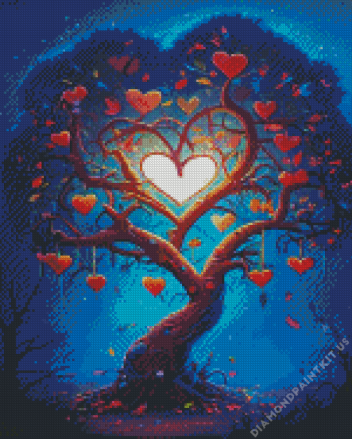 Tree Hearts Diamond Painting