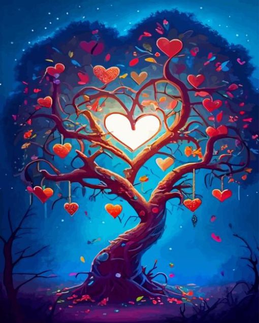 Tree Hearts Diamond Painting