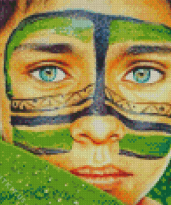 Tribal Boy With Green Eyes Diamond Painting