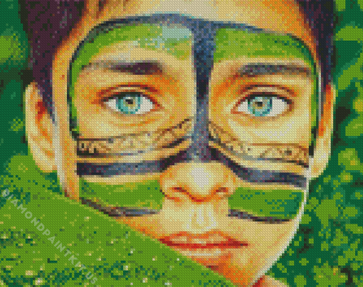 Tribal Boy With Green Eyes Diamond Painting