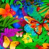 Tropical Flowers And Butterflies Diamond Painting