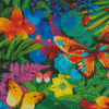 Tropical Flowers And Butterflies Diamond Painting