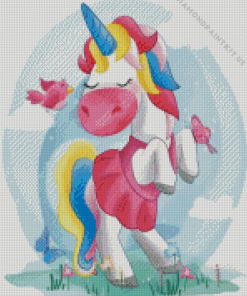 Unicorn In Pink Dress Diamond Painting