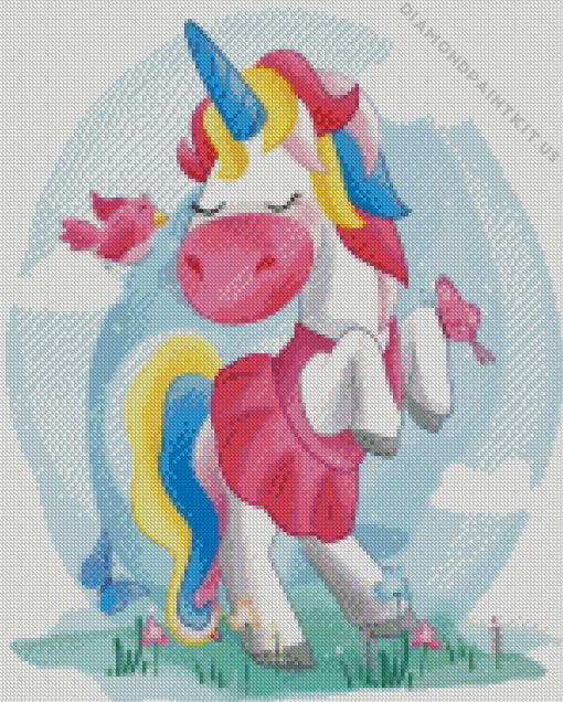 Unicorn In Pink Dress Diamond Painting