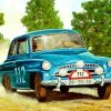 Vintage Blue Skoda Car Diamond Painting