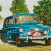 Vintage Blue Skoda Car Diamond Painting