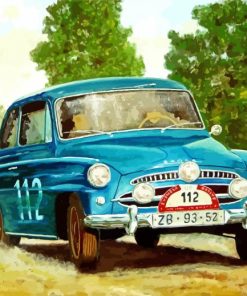 Vintage Blue Skoda Car Diamond Painting