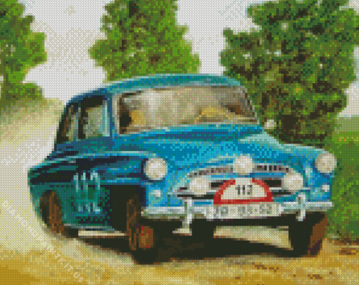 Vintage Blue Skoda Car Diamond Painting