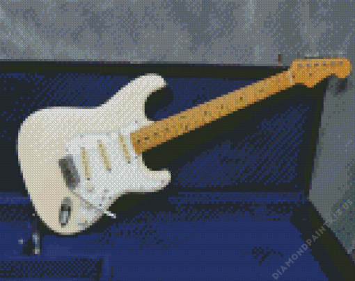 White Fender Stratocaster Guitar Diamond Painting