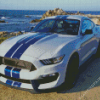 White and Blue Mustang Diamond Painting