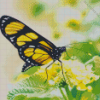 Yellow Monarch Butterfly On Flower Diamond Painting