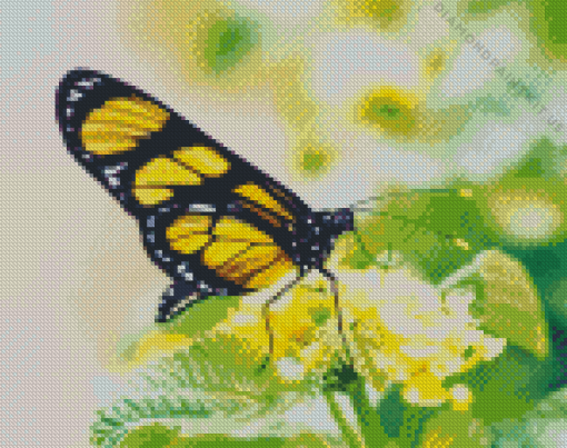 Yellow Monarch Butterfly On Flower Diamond Painting