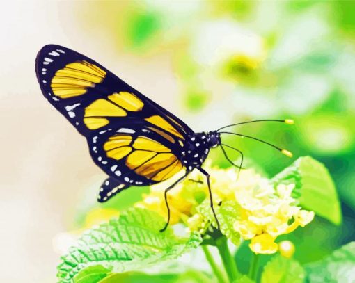 Yellow Monarch Butterfly On Flower Diamond Painting