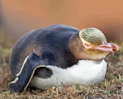 Yellow Eyed Penguin Bird Diamond Painting