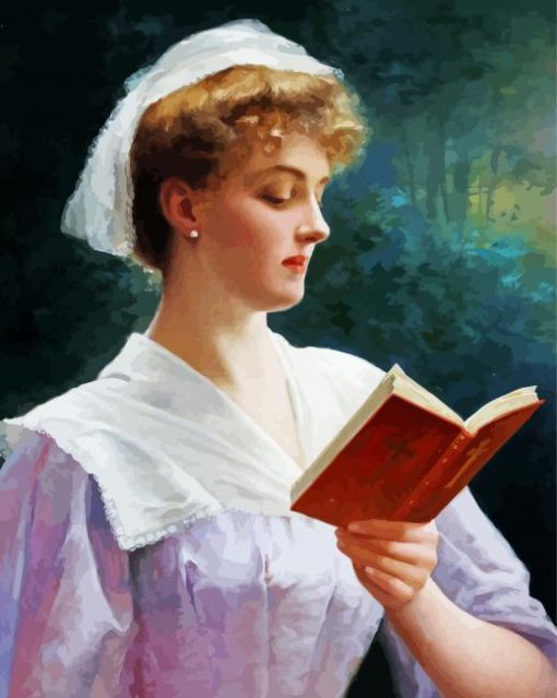 Young Beauty Reading Her Prayerbook Diamond Painting