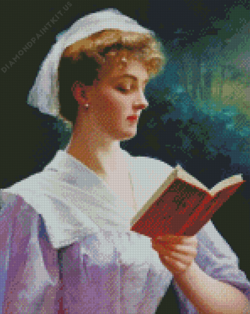 Young Beauty Reading Her Prayerbook Diamond Painting