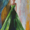 Abstract Lady in Green Dress Diamond Painting