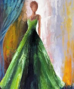 Abstract Lady in Green Dress Diamond Painting