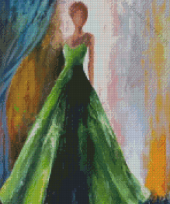 Abstract Lady in Green Dress Diamond Painting