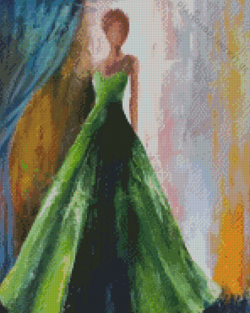 Abstract Lady in Green Dress Diamond Painting