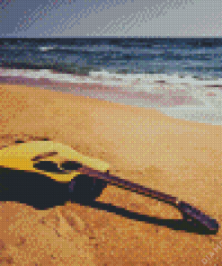 Beach Guitar And Waves Diamond Painting