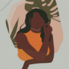 Black Woman With A Monstera Leaf Diamond Painting