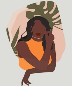 Black Woman With A Monstera Leaf Diamond Painting