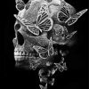 Black and White Skulls and Butterflies Diamond Painting