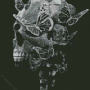 Black and White Skulls and Butterflies Diamond Painting