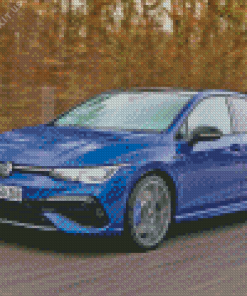 Blue VW Golf 7 R Car Diamond Painting