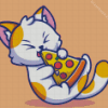 Cat Eating Pizza Diamond Painting