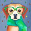 Cute Dog With Glasses Diamond Painting