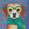 Cute Dog With Glasses Diamond Painting