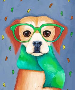 Cute Dog With Glasses Diamond Painting