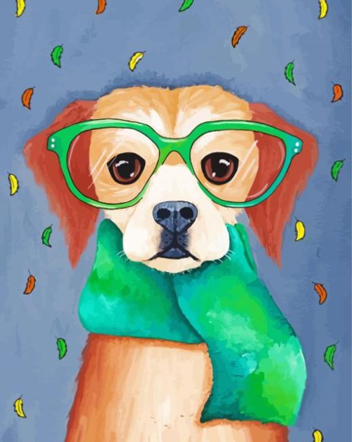 Cute Dog With Glasses Diamond Painting