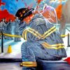 Fireman Crying Diamond Painting