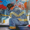 Fireman Crying Diamond Painting