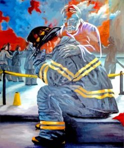 Fireman Crying Diamond Painting