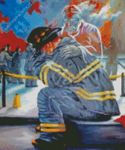 Fireman Crying Diamond Painting