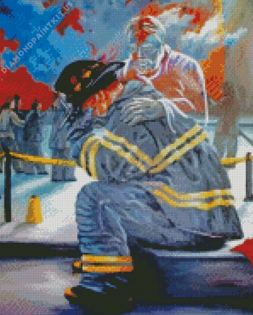 Fireman Crying Diamond Painting