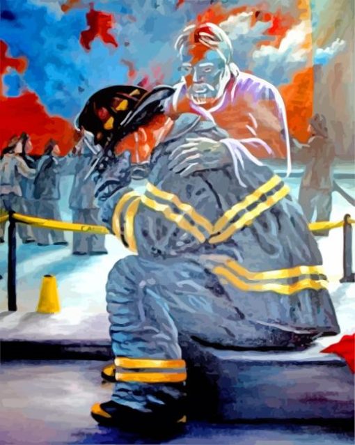 Fireman Crying Diamond Painting