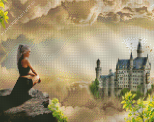 Girl Looking To A Castle Diamond Painting